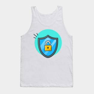 Security shield with padlock cartoon Tank Top